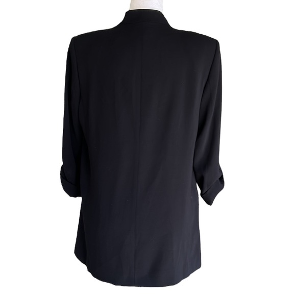 Zara Black Roll Button Sleeve Open Front Blazer Jacket - L - Picture 10 of 16